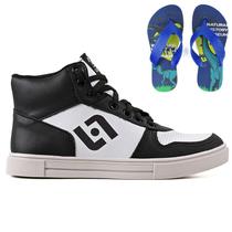 Tenis Infantil Meninos Botinha Cano Alto Escolar Casual Basico + Chinelo Tenis Infantil Meninos Botinha Cano Alto Escolar Casual Basico + Chinelo