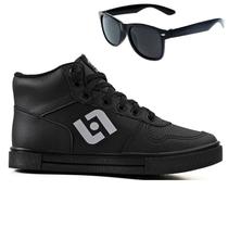 Tenis Infantil Meninos Botinha Cano Alto Escolar Casual Basico + Oculos