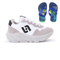 Tenis Infantil Meninos Jogger Escolar Casual Camurça + Chinelo