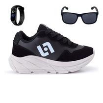 Tenis Infantil Meninos Jogger Escolar Casual Camurça + Oculos Relogio