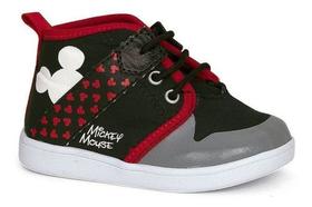 Tênis Infantil Mickey Mouse Disney Nº25 Cor Preto com Vermelho - Sugar Shoes