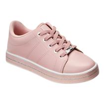 Tênis Infantil Molekinha Casual Listra Brilhante Meninas Rosa Prata