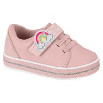 Tênis Infantil Molekinha Maxxi Arco Íris Glitter Rosa
