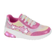 Tenis Infantil Molekinha Menina Brilho LED Estiloso Estrelas Tenis Infantil Molekinha Menina Brilho LED Estiloso Estrelas