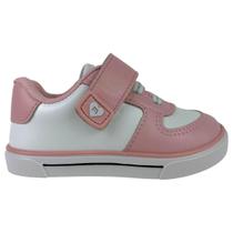 Tênis Infantil Molekinha Menina Calce Fácil tiras autocolantes Rosa Branco Original Conforto Cor:Branco/RosaTamanho:21