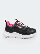 Tênis Infantil Pampili Anatomico Feminino Casual Preto e Rosa com Solado Bubble Confortável Tênis Infantil Pampili Anatomico Feminino Casual Preto e Rosa com Solado Bubble Confortável