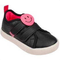 Tênis Infantil Pampili Colegial Luna Smile Preto com Pink