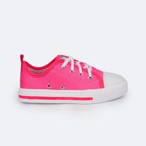 Tênis Infantil Pampili Easy Lona Pink Neon e Branco 729.001