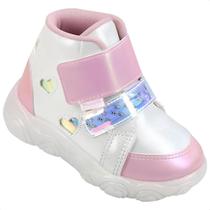 Tênis Infantil Pampili Feminino Liz Luz Led Coração Fashion
