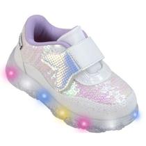 Tênis Infantil Pampili Liz Luz Fecho c/ Adesivo Sereira Colo