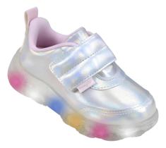 Tênis Infantil Pampili Liz Luz Led Comfy Ajustável Estiloso