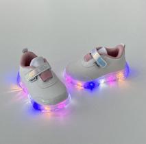 Tênis Infantil Pampili Menina Branco Rosa Led Luz Brilhante Conforto Casual Passeio Festa Fashion Tênis Infantil Pampili Menina Branco Rosa Led Luz Brilhante Conforto Casual Passeio Festa Fashion