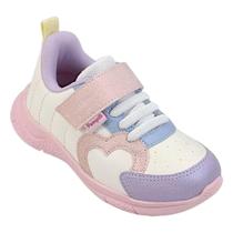 Tênis infantil pampili mini soft coração branco colorido