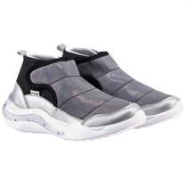 Tênis Infantil Pampili NFT SPK 35 Cano Médio de Led Prata com Preto Tênis Infantil Pampili NFT SPK 35 Cano Médio de Led Prata com Preto