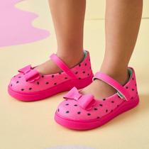 Tênis Infantil Pampili Pom Pom Mary Jane Melancia Pink Fluor 699.044