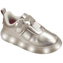 Tênis Infantil Pampili Sneaker Luz Led Borboletas 3d Tira Autocolante Estiloso