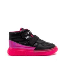 Tênis Infantil Pampili Sneaker Mid com Led Preto/rosa