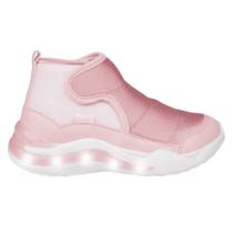 Tênis Infantil Pampili SPK 35 Cano Médio de Led Glitter Rosa Glacê