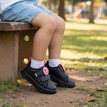 Tenis infantil Pampili Up Patch carinha preto e pink Tenis infantil Pampili Up Patch carinha preto e pink