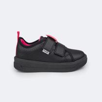 Tênis Infantil Pampili Up Preto e Pink Patch Emoji 738.003