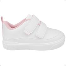 Tênis Infantil Pampili Yumi Tiras Autocolantes Desenho De Flores No Solado Confortável Branco Tênis Infantil Pampili Yumi Tiras Autocolantes Desenho De Flores No Solado Confortável Branco