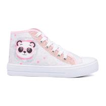 Tênis Infantil Panda Feminino Botinha Glitter Menina