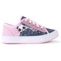 Tênis Infantil Panda Feminino Casual Cano Baixo Menina Glitter