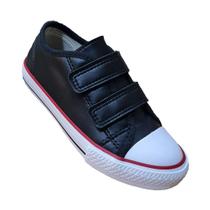 Tenis Infantil Star Cano Baixo Sintético Branco Preto Canvas All Diversão Aula