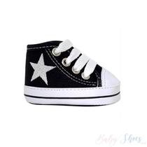 Tênis Infantil Starzinho Preto com Estrelinha de Cano Alto - Linha Baby/Bebê