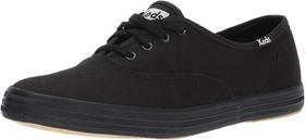 Tênis Keds Champion Lace Up preto/preto de lona para mulheres 9.5