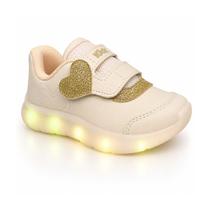 Tênis Kidy Com Luz LED Infantil Flex Light 201213 Marfim