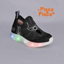Tênis kidy flex light preto aranha com luz
