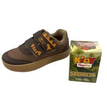 Tênis Kidy Happy Café Castanho + Dino Surpresa Colecionável