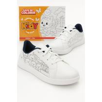 Tênis Kidy Hype Infantil Branco Com Caderno Para Colorir Tênis Kidy Hype Infantil Branco Com Caderno Para Colorir