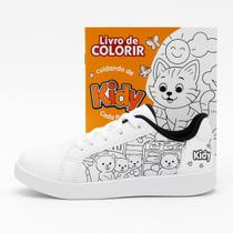 Tênis Kidy Hype Infantil Branco Preto C/ Caderno Para Color Tênis Kidy Hype Infantil Branco Preto C/ Caderno Para Color