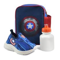 Tênis Kit Mochila e Cantil Botinho Heroes Casual Meninos Marinho