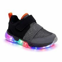 Tênis Klin Light com LED 604062 Preto/Grafite/Laranja Tênis Klin Light com LED 604062 Preto/Grafite/Laranja
