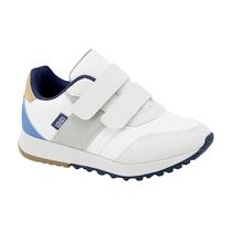 Tênis Klin Walk Mini 216136 Branco/Azul/Ocre Tênis Klin Walk Mini 216136 Branco/Azul/Ocre