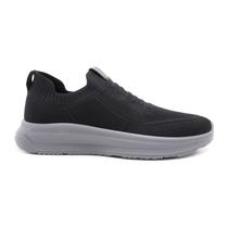 Tênis Knit Masculino Flyfeet Solado Nuvem Ultraleve Palmilha Gel Respirável Calce Fácil Cor:PretoTamanho:43