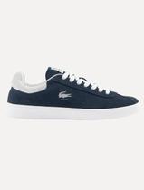 Tênis Lacoste Masculino Couro Suede Baseshot Nvy/Wht Azu Marinho