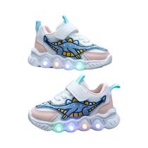 Tênis LED Cartoon Respirável Para Meninos E Meninas, Calçados Casuais Em Malha Para Crianças