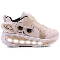 Tênis Led Infantil Menina Corujinha Zoo Dourado Brilho Tênis Led Infantil Menina Corujinha Zoo Dourado Brilho
