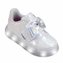 Tênis led infantil menina pampili sneaker luz fil laço br