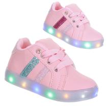 Tenis Led Luz pisca Criança Feminino infantil Rosa Color Glitter Brilho PC032 Tenis Led Luz pisca Criança Feminino infantil Rosa Color Glitter Brilho PC032