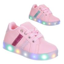 Tenis Led Luz pisca Feminino infantil Rosa Color PC032 Tenis Led Luz pisca Feminino infantil Rosa Color PC032