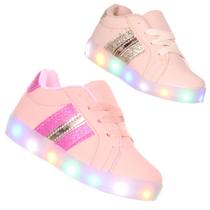 Tenis Led Luz pisca glitter infantil feminino nude ou rose Tenis Led Luz pisca glitter infantil feminino nude ou rose