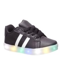 Tênis Led Luz Pisca Infantil Masculino Meninos Listrado Branco ou preto