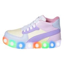 Tênis Led por Impacto Infantil Feminino Cano Médio Menina