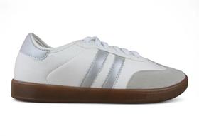 Tenis Littz Com Cadarço Casual Urbano Branco Prata Tenis Littz Com Cadarço Casual Urbano Branco Prata