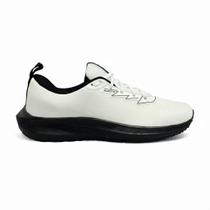 Tênis LS Esportivo Basic Casual Branco e Preto Leve Confortável Unissex Detalhe Refletivo